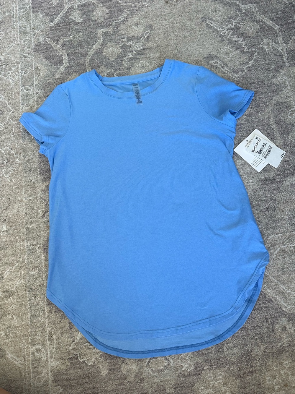 NWT Beyond Yoga On The Down Low T-Shirt Size XS Flower Blue Heather